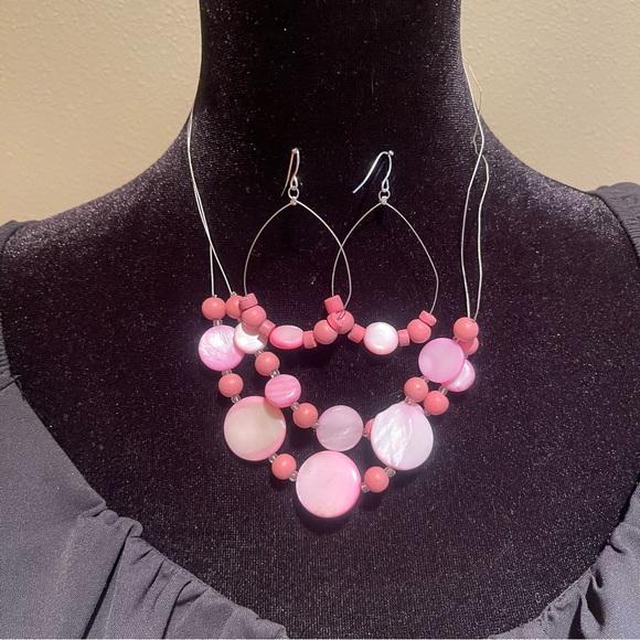 Y2k pink beaded necklace set - Picture 1 of 4